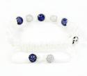 925 white silver purple & white cz macramé smooth bead rope bracelet 5.00ct