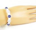 925 white silver purple & white cz macramé smooth bead rope bracelet 5.00ct