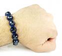 Blue metallic onyx macramé faceted bead rope bracelet