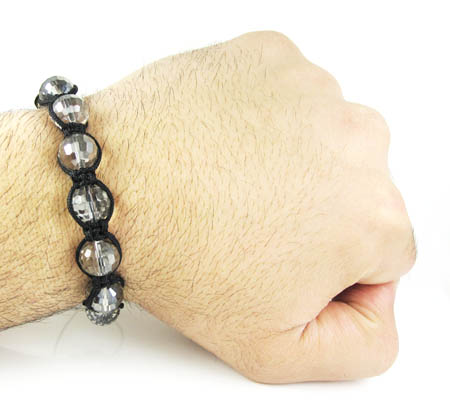 Transparent onyx macramé faceted bead rope bracelet - Image 2