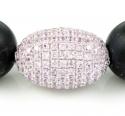 925 sterling silver pink cz black smooth onyx macramé bead rope bracelet 1.50ct