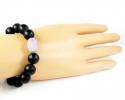 925 sterling silver pink cz black smooth onyx macramé bead rope bracelet 1.50ct