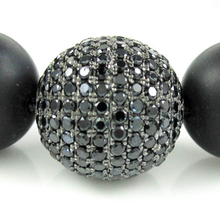 925 sterling silver black cz black smooth onyx macramé bead rope bracelet 1.25ct