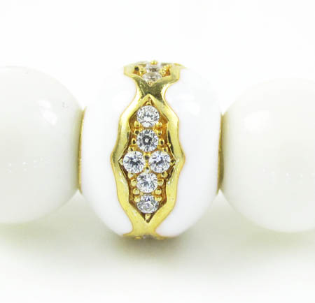 925 sterling silver cz white & black smooth onyx macramé bead rope bracelet 1.00ct - Image 2