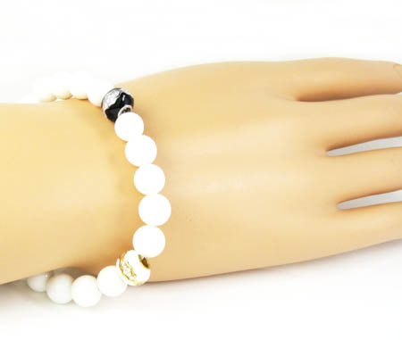 925 sterling silver cz white & black smooth onyx macramé bead rope bracelet 1.00ct - Image 4