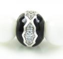 925 sterling silver cz white & black smooth onyx macramé bead rope bracelet 1.00ct