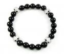 925 sterling silver cz black smooth onyx macramé bead rope bracelet 4.00ct