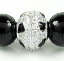 925 sterling silver cz black smooth onyx macramé bead rope bracelet 4.00ct