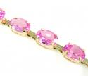 Ladies 10k yellow gold pink cz oval cut bracelet