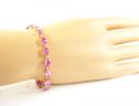 Ladies 10k yellow gold pink cz oval cut bracelet