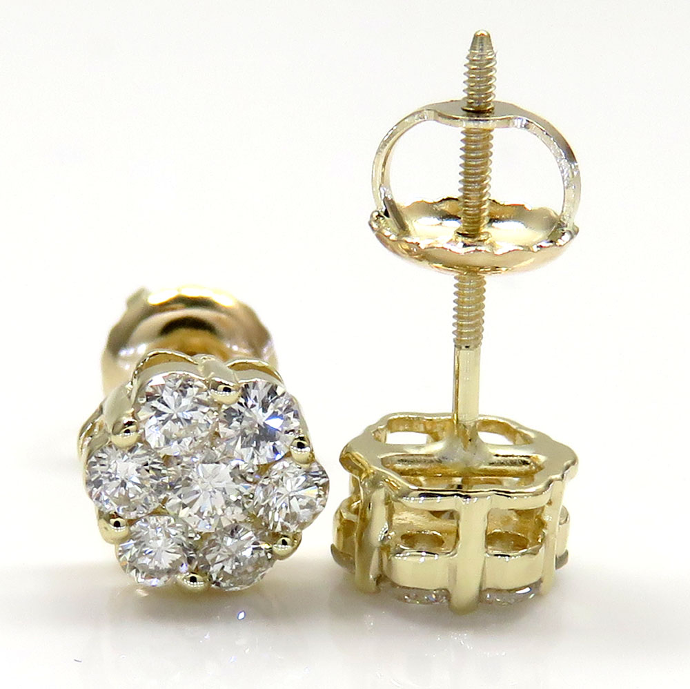 7mm 14k white, yellow, rose gold diamond cluster earrings 1.00ct - Image 5
