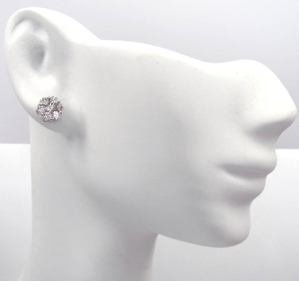 7mm 14k white, yellow, rose gold diamond cluster earrings 1.00ct - Image 6
