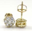 7mm 14k white, yellow, rose gold diamond cluster earrings 1.00ct