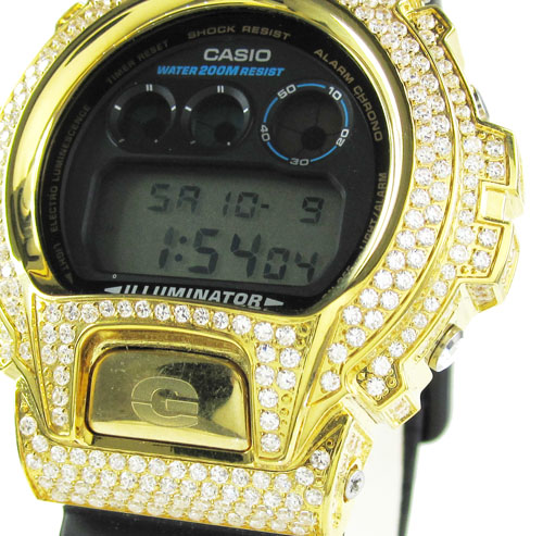 Mens white cz dw-6900 yellow stainless steel g-shock watch 5.00ct - Image 3