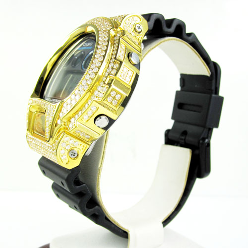 Mens white cz dw-6900 yellow stainless steel g-shock watch 5.00ct - Image 4