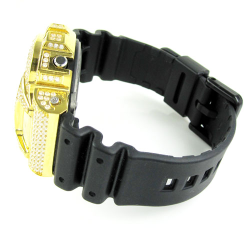 Mens white cz dw-6900 yellow stainless steel g-shock watch 5.00ct - Image 5