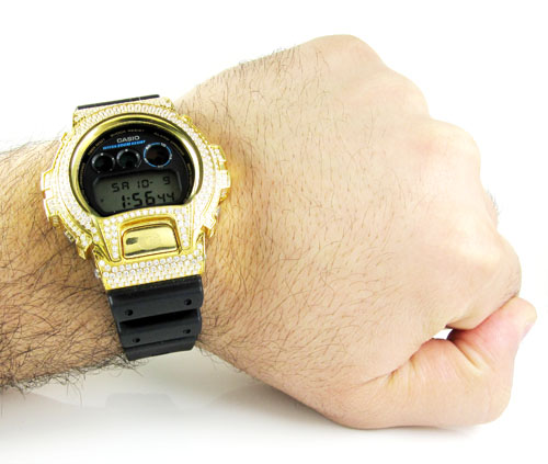 Mens white cz dw-6900 yellow stainless steel g-shock watch 5.00ct - Image 7