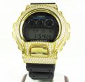 Mens white cz dw-6900 yellow stainless steel g-shock watch 5.00ct