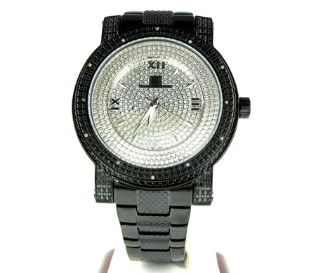 Mens black stainless steel super techno diamond watch 0.12ct - Image 2