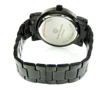 Mens black stainless steel super techno diamond watch 0.12ct - Image 5