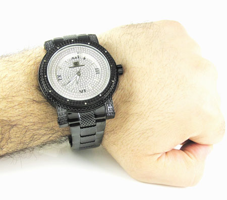 Mens black stainless steel super techno diamond watch 0.12ct - Image 6