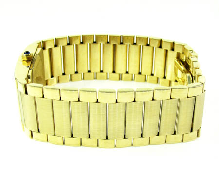 Mens 14k yellow gold geneve quartz watch 