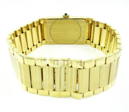 Mens 14k yellow gold geneve quartz watch 