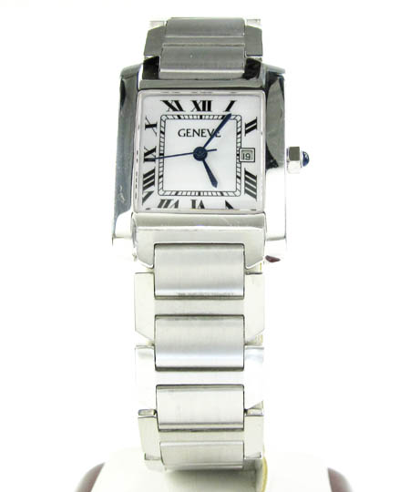 Ladies 14k white gold geneve automatic watch 