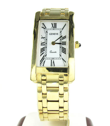 Ladies 14k yellow gold geneve quartz watch