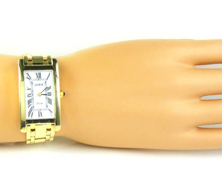 Ladies 14k yellow gold geneve quartz watch