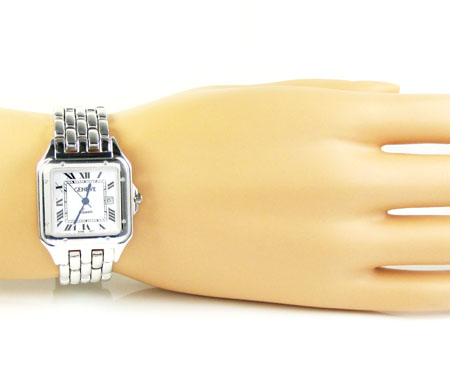 Ladies 14k white gold geneve automatic watch 