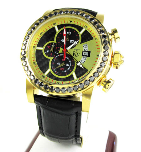 Techno com kc black diamond carbon fiber watch 3.50ct