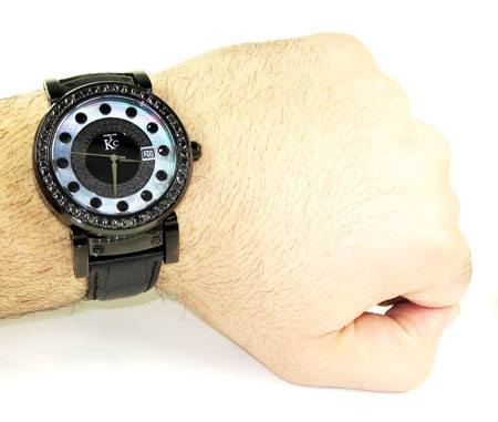 Techno com kc black diamond pearl watch 4.00ct