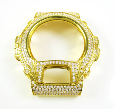 Yellow stainless steel white cz g-shock case dw-6900 5.00ct - Image 2