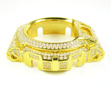 Yellow stainless steel white cz g-shock case dw-6900 5.00ct