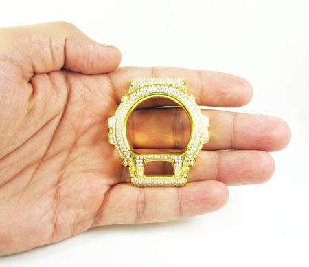 Yellow stainless steel white cz g-shock case dw-6900 5.00ct - Image 4