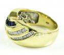 Ladies 14k yellow gold baguette blue sapphire & diamond cocktail ring 1.50ct