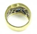 Ladies 14k yellow gold baguette blue sapphire & diamond cocktail ring 1.50ct