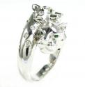 Ladies 18k white gold diamond & sapphire double headed panther ring 0.42ct