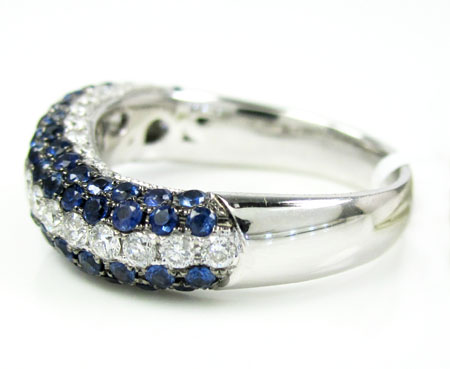 Ladies 14k white gold white diamond  & blue sapphire fashion ring 1.61ct