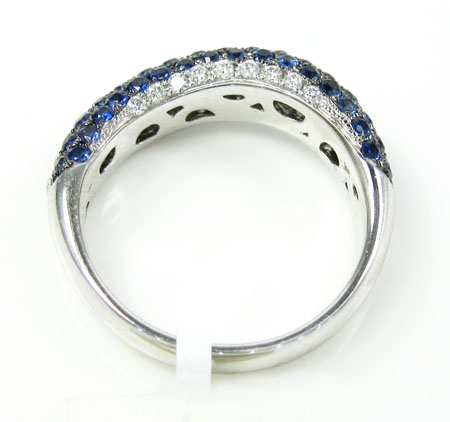 Ladies 14k white gold white diamond  & blue sapphire fashion ring 1.61ct