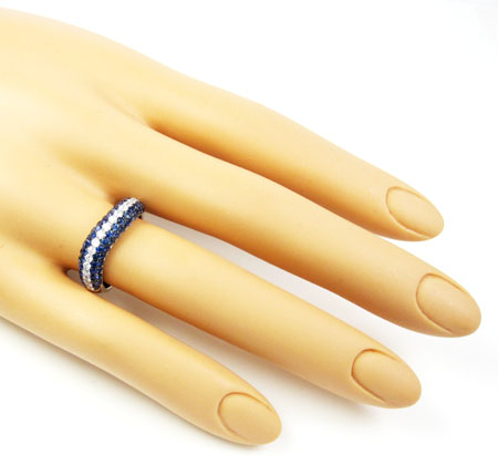 Ladies 14k white gold white diamond & blue sapphire fashion ring 1.61ct - Image 6