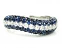 Ladies 14k white gold white diamond  & blue sapphire fashion ring 1.61ct