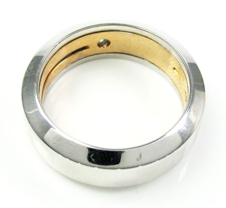 Mens baraka 18k white & rose gold diamond ring 0.10ct