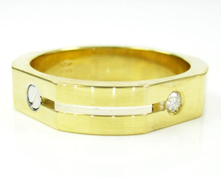 Mens baraka 18k yellow gold diamond ring 0.07ct