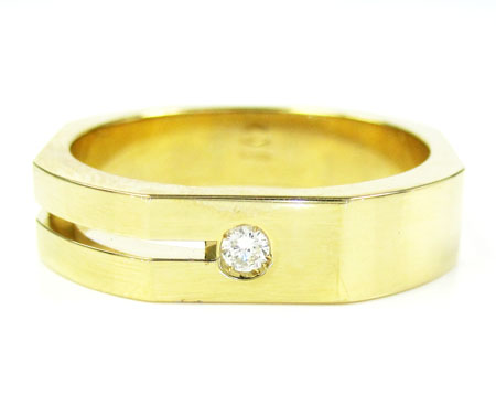 Mens baraka 18k yellow gold diamond ring 0.07ct