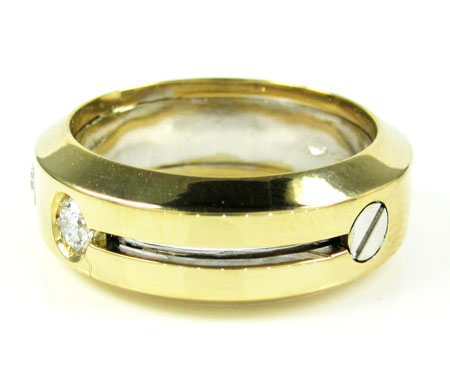 Mens baraka 18k yellow gold diamond ring 0.10ct