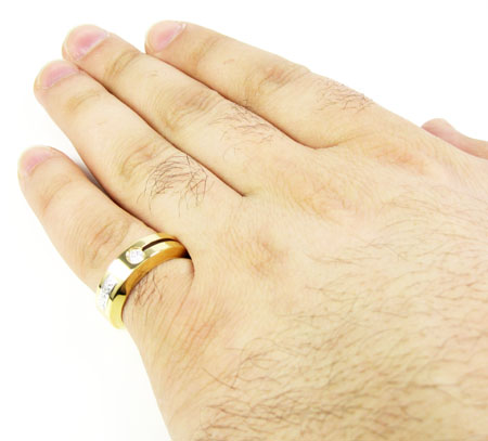 Mens baraka 18k yellow gold diamond ring 0.10ct