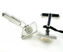 18k solid rose & white gold suit of cards cufflinks 0.16ct
