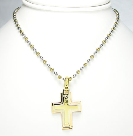 Mens baraka 18k three tone triple layered cross